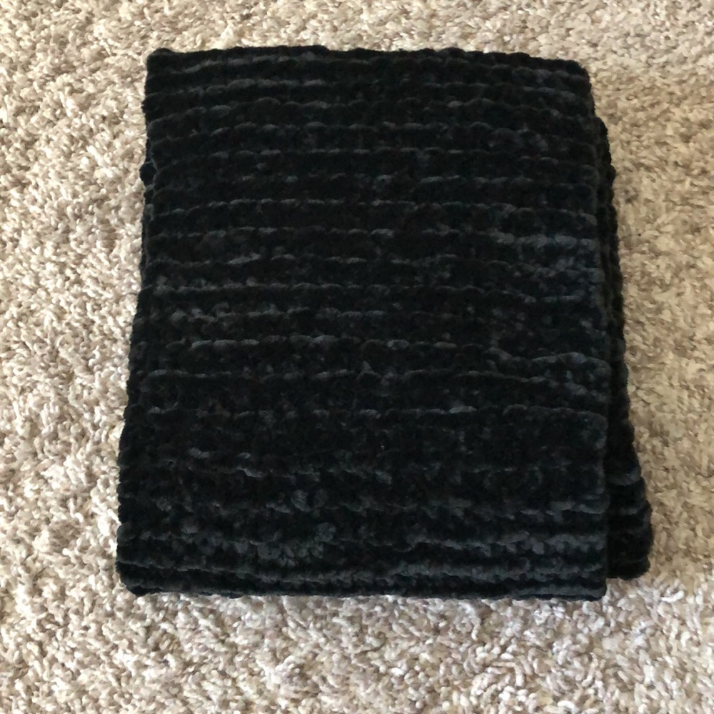 Hand knitted black scarf